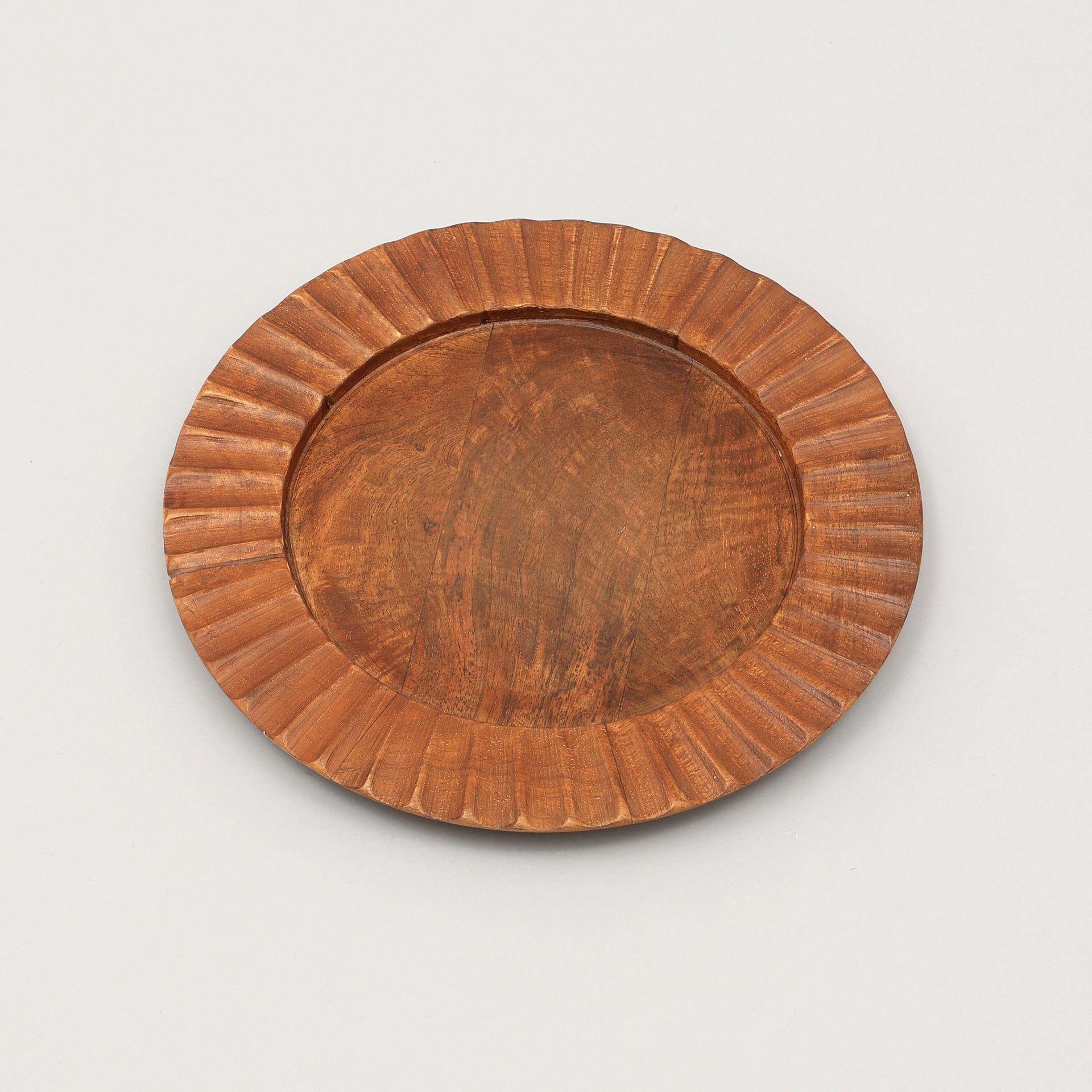 Handcrafted 13" Wood Brown Charger Plate| Wooden Dinning Placemat|Artisan Wood Tableware