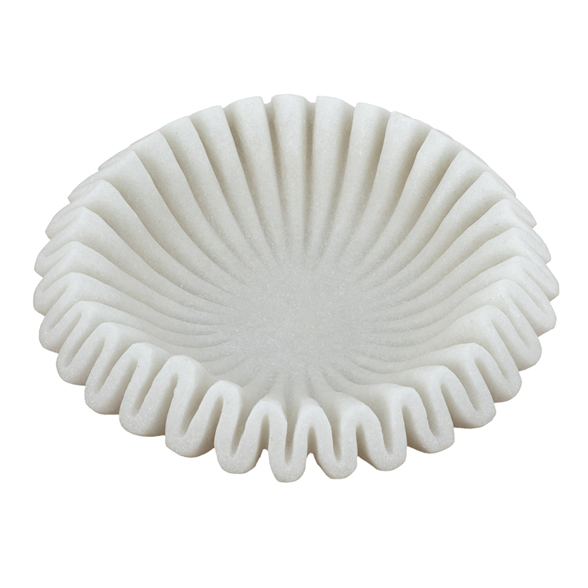 D13.5x3.5" Wavy Sand and Resin Bowl with Textured White Finish