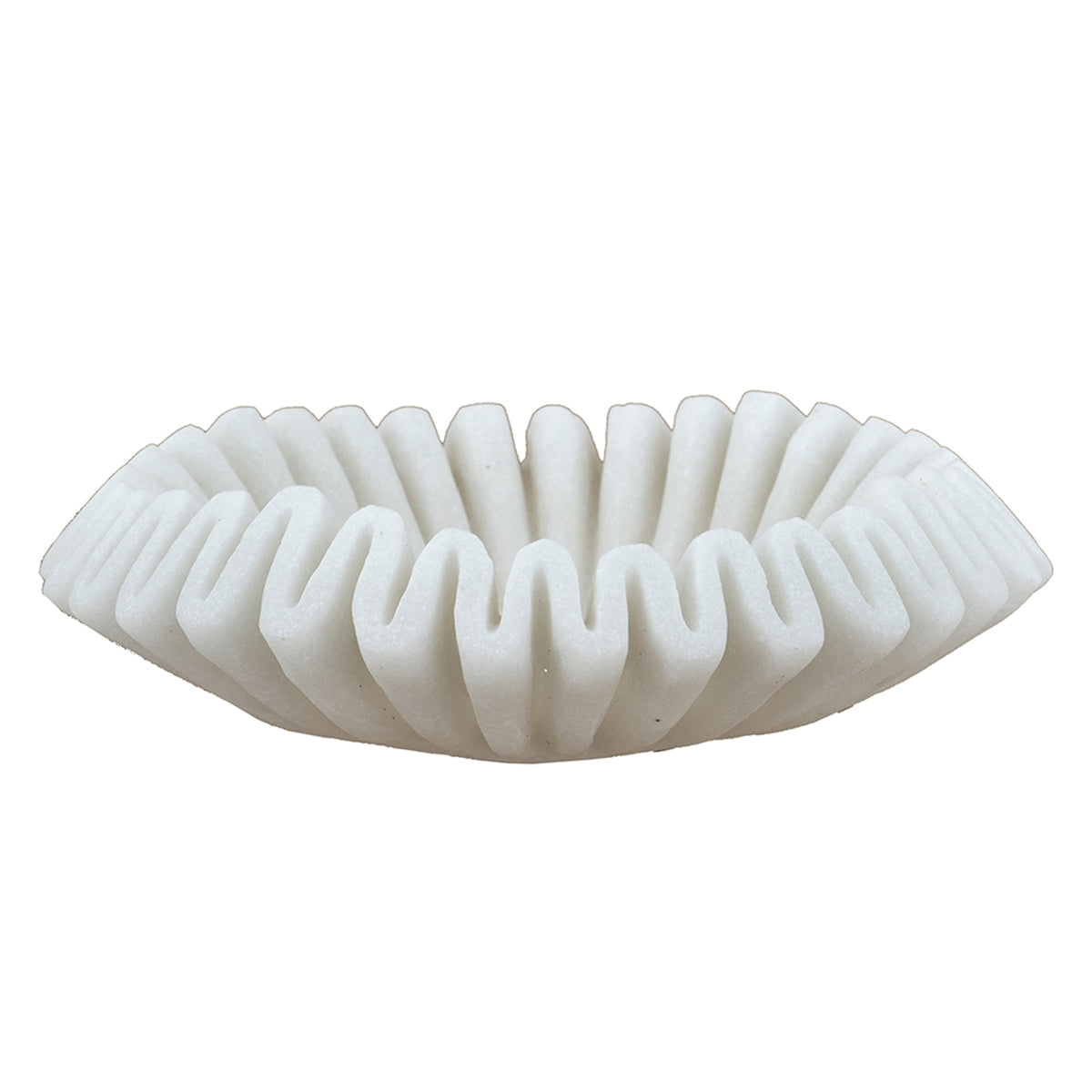 D13.5x3.5" Wavy Sand and Resin Bowl with Textured White Finish