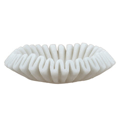 D13.5x3.5" Wavy Sand and Resin Bowl with Textured White Finish
