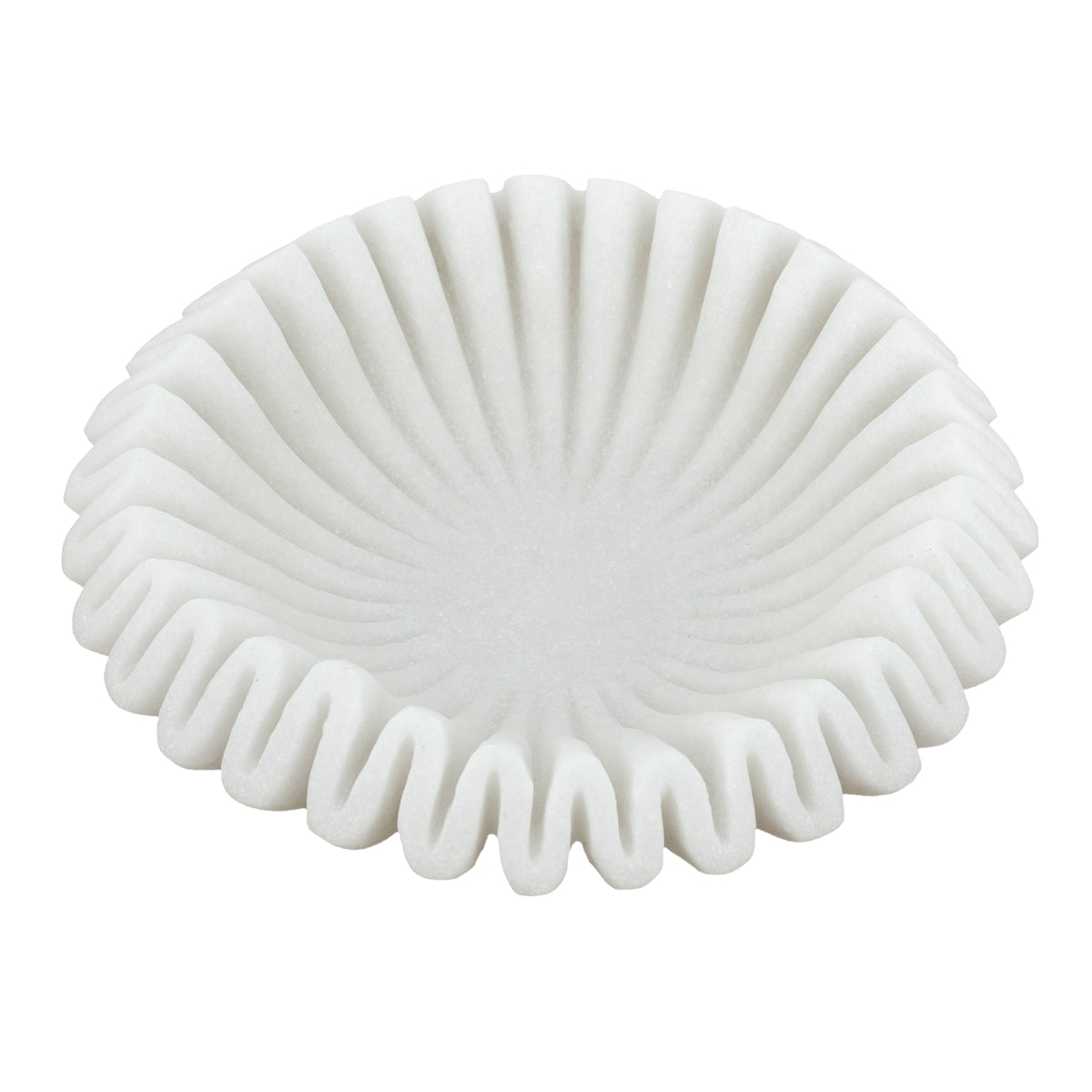 D13.5x3.5" Wavy Sand and Resin Bowl with Textured White Finish