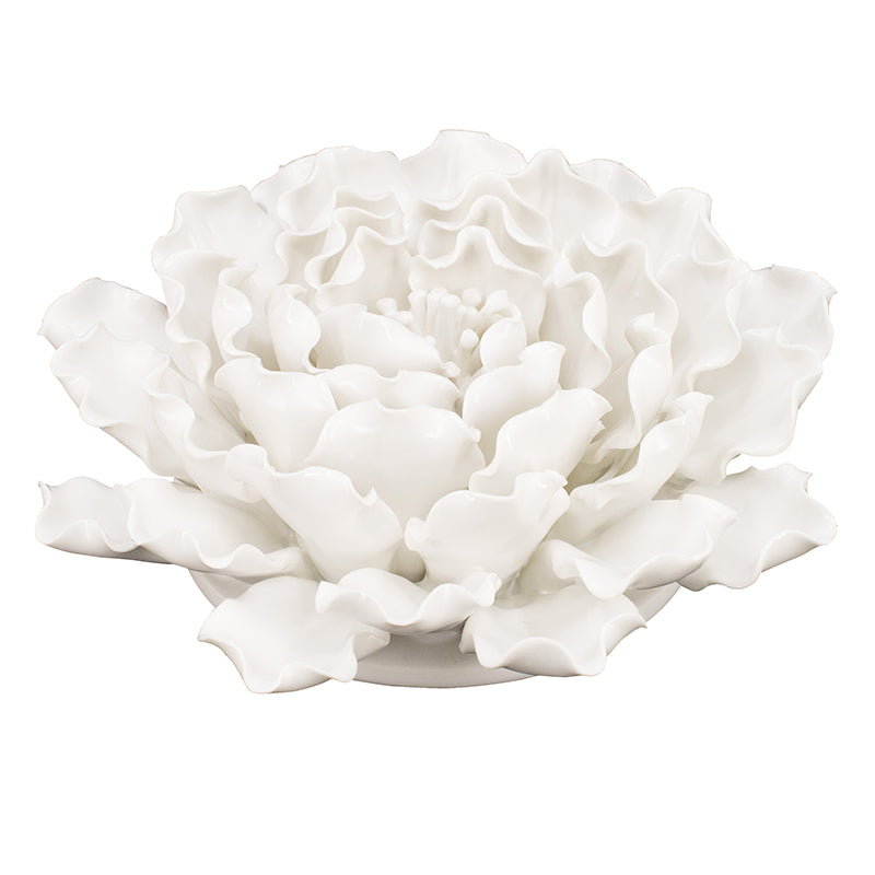 D7.3x2.8" Handmade Cream Ceramic Flower Wall Decor Accent