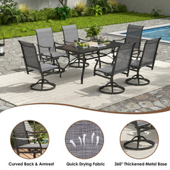 Outdoor Dining Chairs Set of 2, 360°Swivel Patio Dining Chair with Textilene Fabric, Outdoor Metal Armchair All Weather Resistant, Ergonomic Comfort, Perfect for Patio, Backyard, Balcony