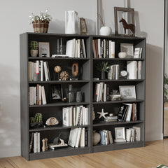 Grey Bookshelf for Bedroom 5 Shelf Office Bookcase 60 Inches Tall Modern Wood Bookshelf for Living Room 5 Tier Wide Manga Bookshelves Library Bookcase
