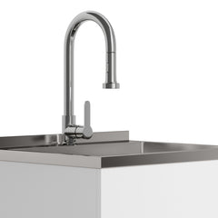 Metro - 24" Laundry Cabinet with Faucet and Stainless Steel Sink - White