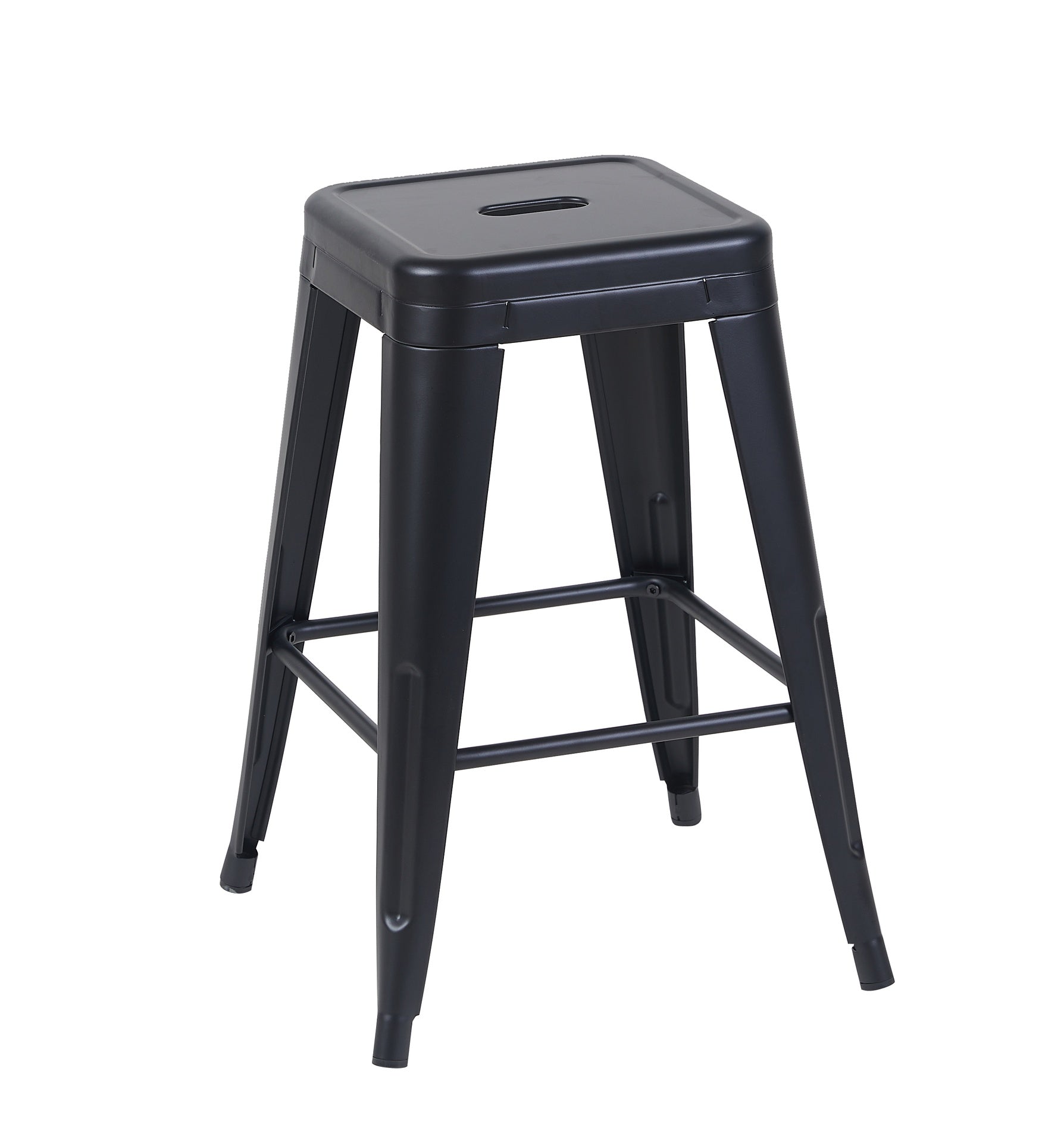 24 Inch Counter Height Stool, Backless Metal Bar Stools Set of 2, Non-Stackable, Detachable & Easy Assembly, Space-Saving Design for Kitchen Island/Bar/Café/Dining Room (Matte Black)
