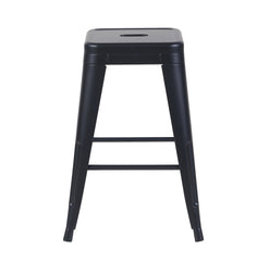 24 Inch Counter Height Stool, Backless Metal Bar Stools Set of 2, Non-Stackable, Detachable & Easy Assembly, Space-Saving Design for Kitchen Island/Bar/Café/Dining Room (Matte Black)