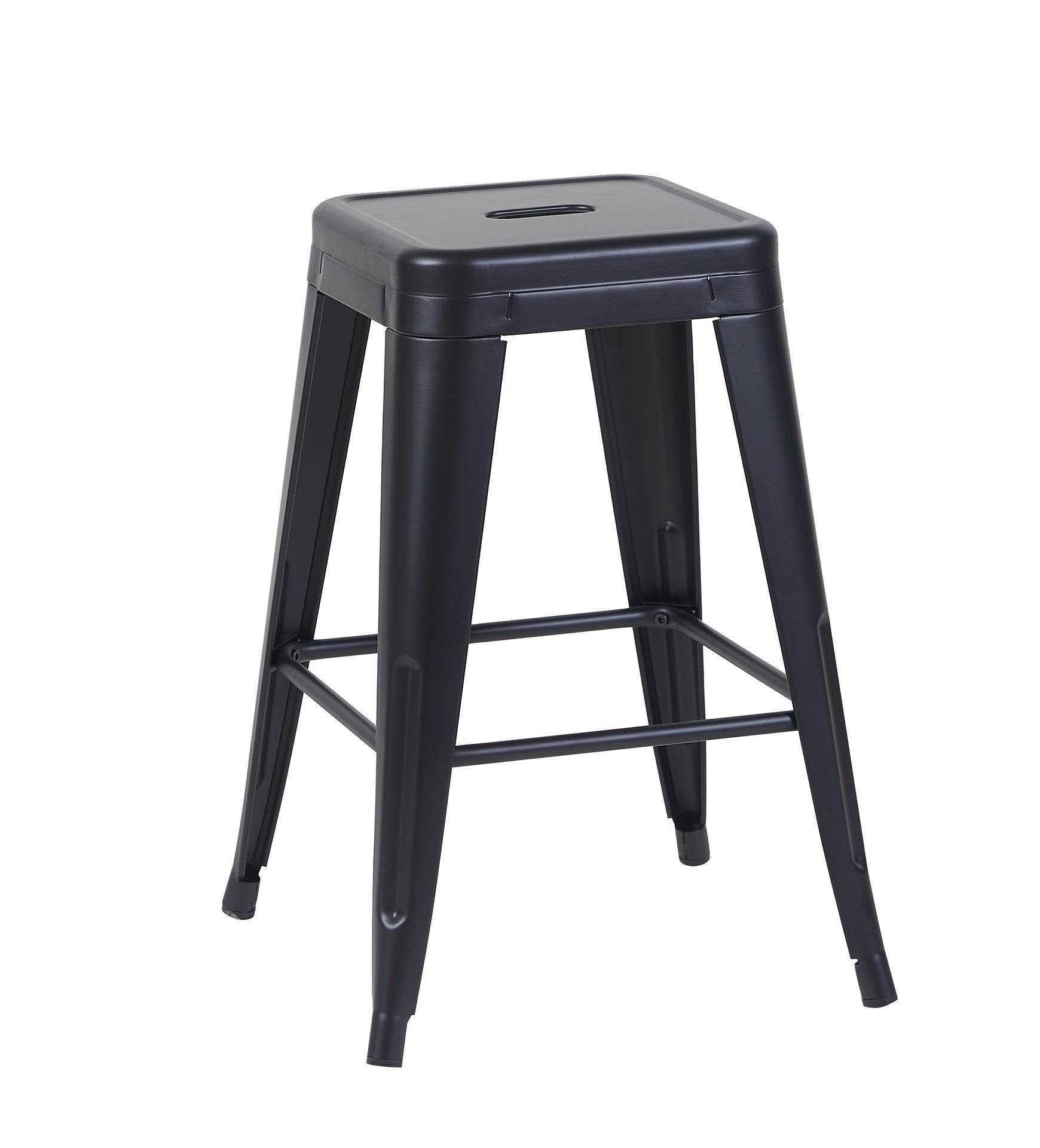 24 Inch Counter Height Stool, Backless Metal Bar Stools Set of 2, Non-Stackable, Detachable & Easy Assembly, Space-Saving Design for Kitchen Island/Bar/Café/Dining Room (Matte Black)