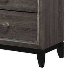 Transitional Style Dresser with 6 Drawers and Metal Pulls, Gray and Black
