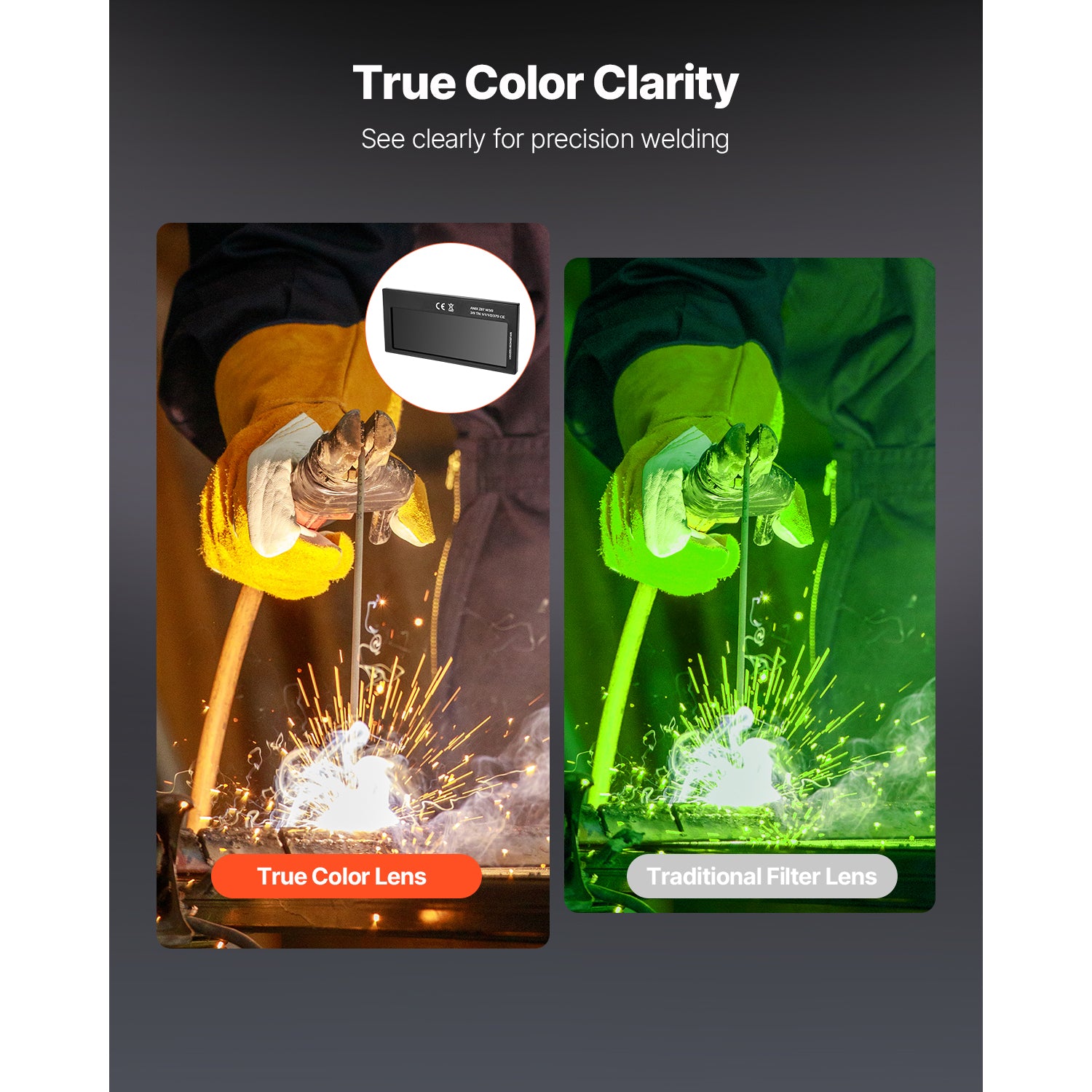 Auto Darkening Welding Lens 4.25" x 2" Shade 9 True Color Welding Lens