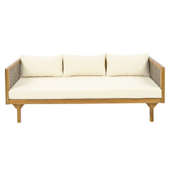 CLAREMONT 3 SEATER DAYBED WITH RATTAN ARMS (BEIGE CUSHION)