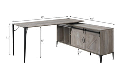 Zakawani Gray Oak & Black Finish Writing Desk with a Cabinet