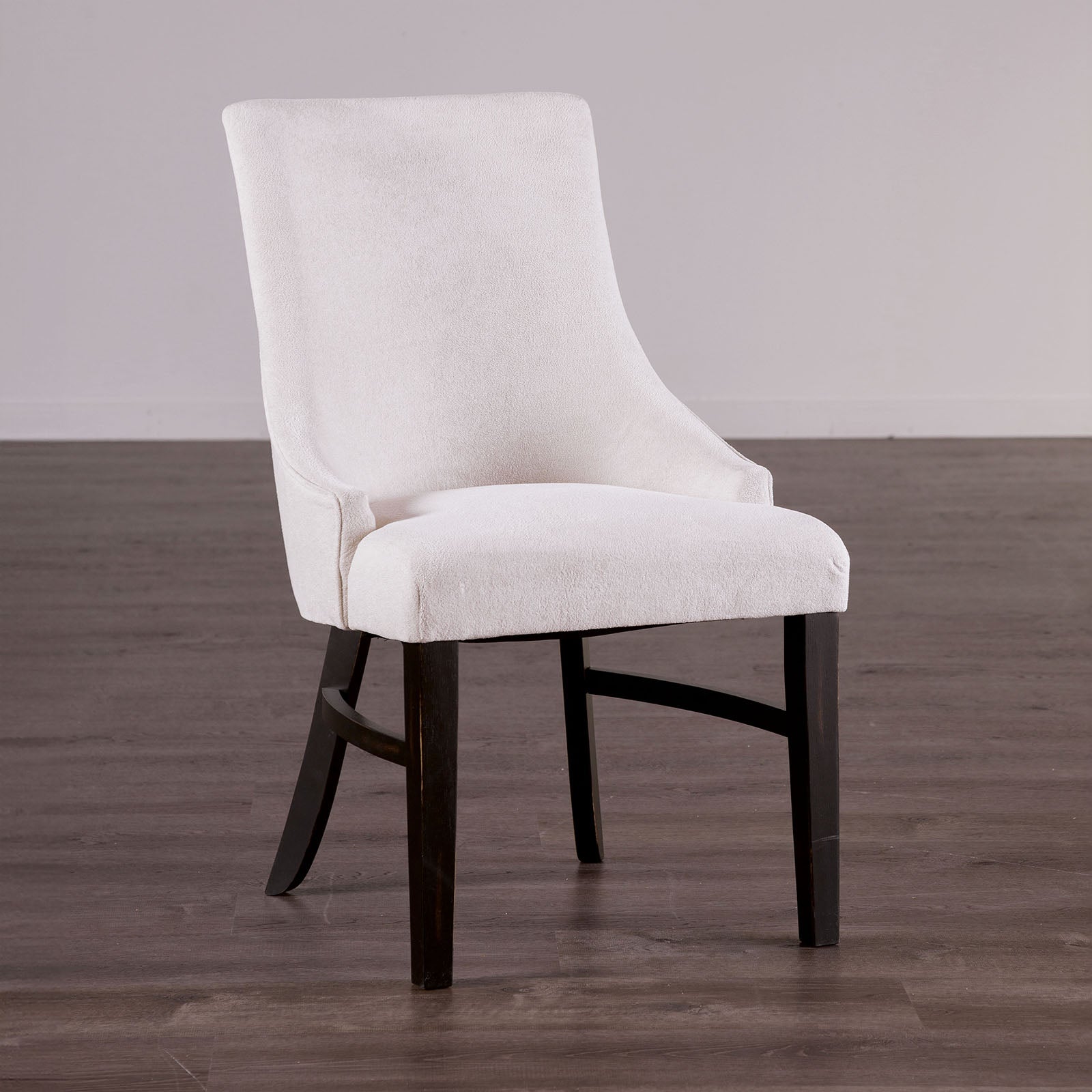 Transitional Style 2pc Arm Chair Angled Legs Padded Wing Back Welt Black And Beige Finish Dining Room
