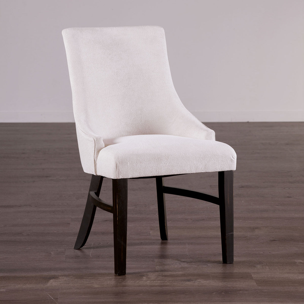 Transitional Style 2pc Arm Chair Angled Legs Padded Wing Back Welt Black And Beige Finish Dining Room