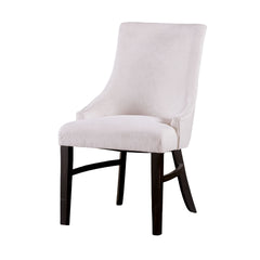 Transitional Style 2pc Arm Chair Angled Legs Padded Wing Back Welt Black And Beige Finish Dining Room
