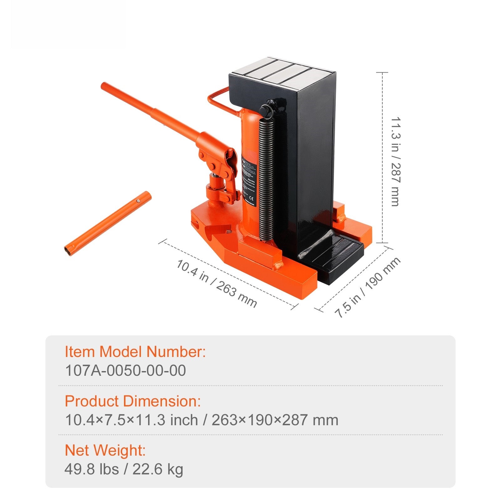 Hydraulic Toe Jack, 5 Ton On Toe Toe Jack Lift, 10 Ton On Top Lift Capacity Machine Jack, 0.8-6.8 in Toe Height, 11.3-17.3 in Top Height, Air Hydraulic Claw Jack for Machinery, Industry