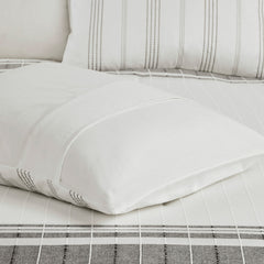 6 Piece Cotton Jacquard Oversized Comforter Set White/Grey Cal King