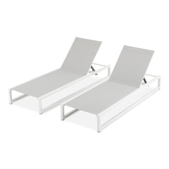 5-Level Adjustable 2-Piece Outdoor Chaise Lounge, Durable Aluminum Frame & Textilene Mesh, Perfect for Patio/Poolside