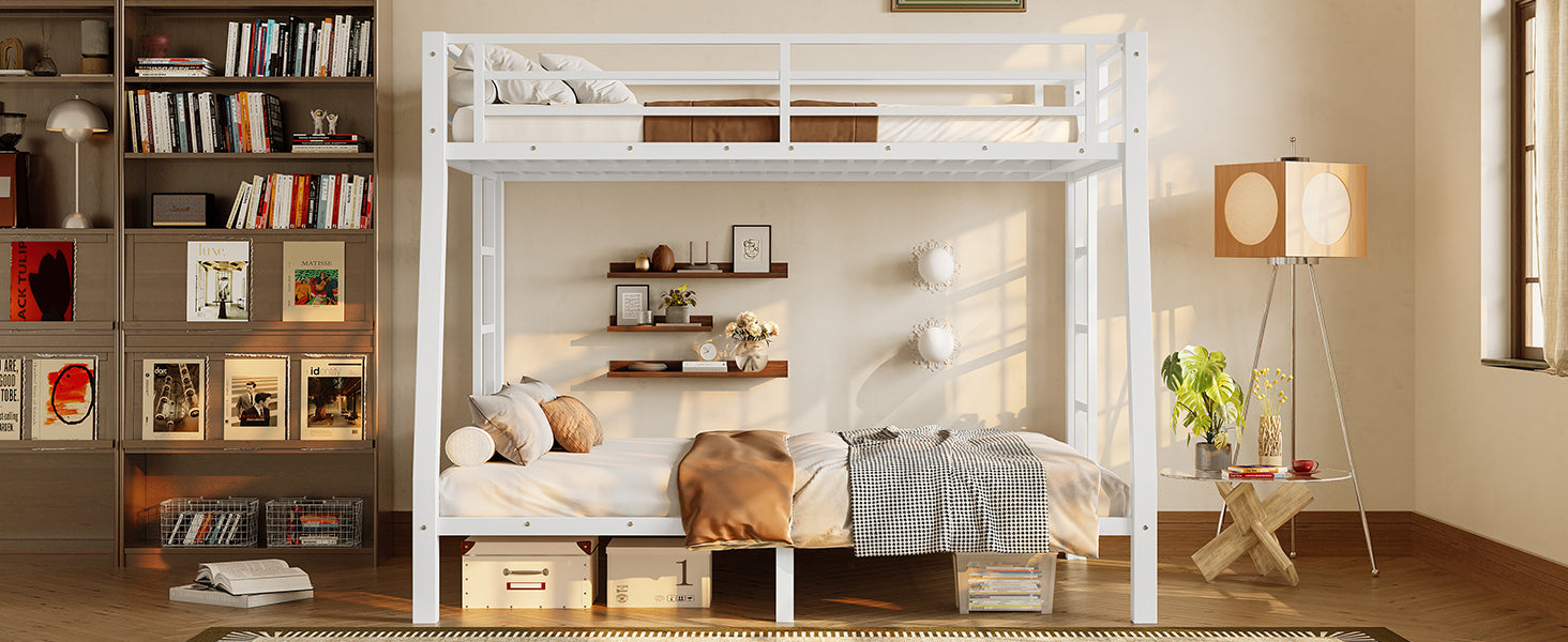 Metal Full XL over Queen Bunk Bed for Teens and Adults,Space-Saving/Noise Reduced/No Box Spring Needed