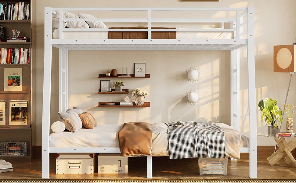 Metal Full XL over Queen Bunk Bed for Teens and Adults,Space-Saving/Noise Reduced/No Box Spring Needed