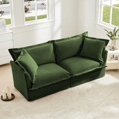Modern Slipcovered 2-Seat Sofa Couches for Living Room, 2 Seater Sofa, Plain Chenille Deep Seat Sofa with Upholstered Cushion&Detachable Cover, Comfy Sofa Couch for Small Space, Apartment, Green