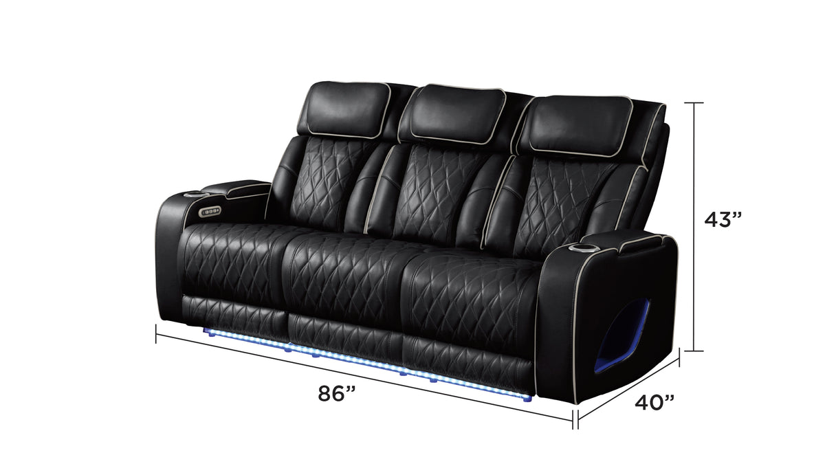 Fortuner Modern Style Upholstery Recliner Sofa Made with Wood & Massage Function Included-Black same as G150109097 (NJ inventory)