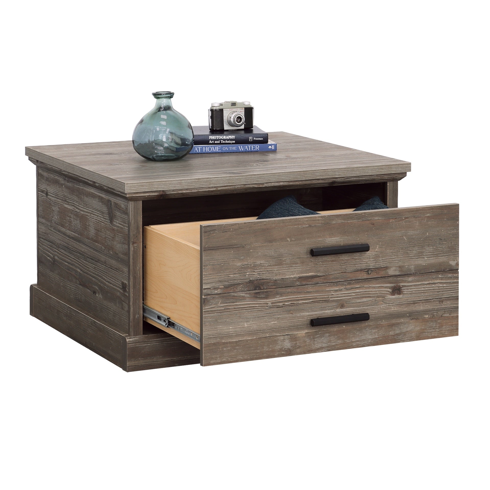 Coffee Table with Rustic Design, Pine Brown finish