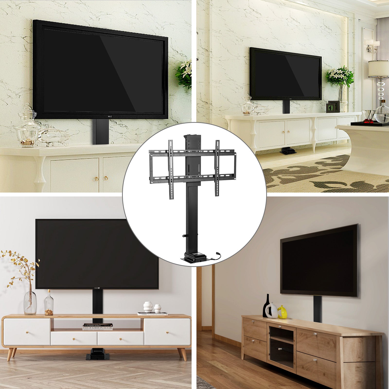 Motorized TV Lift Stroke Length 39.4 Inches Motorized TV Mount Fit for 32-70 Inch TV Lift with Remote Control Height Adjustable 28.74-68.11 Inch,Load Capacity 154 Lbs