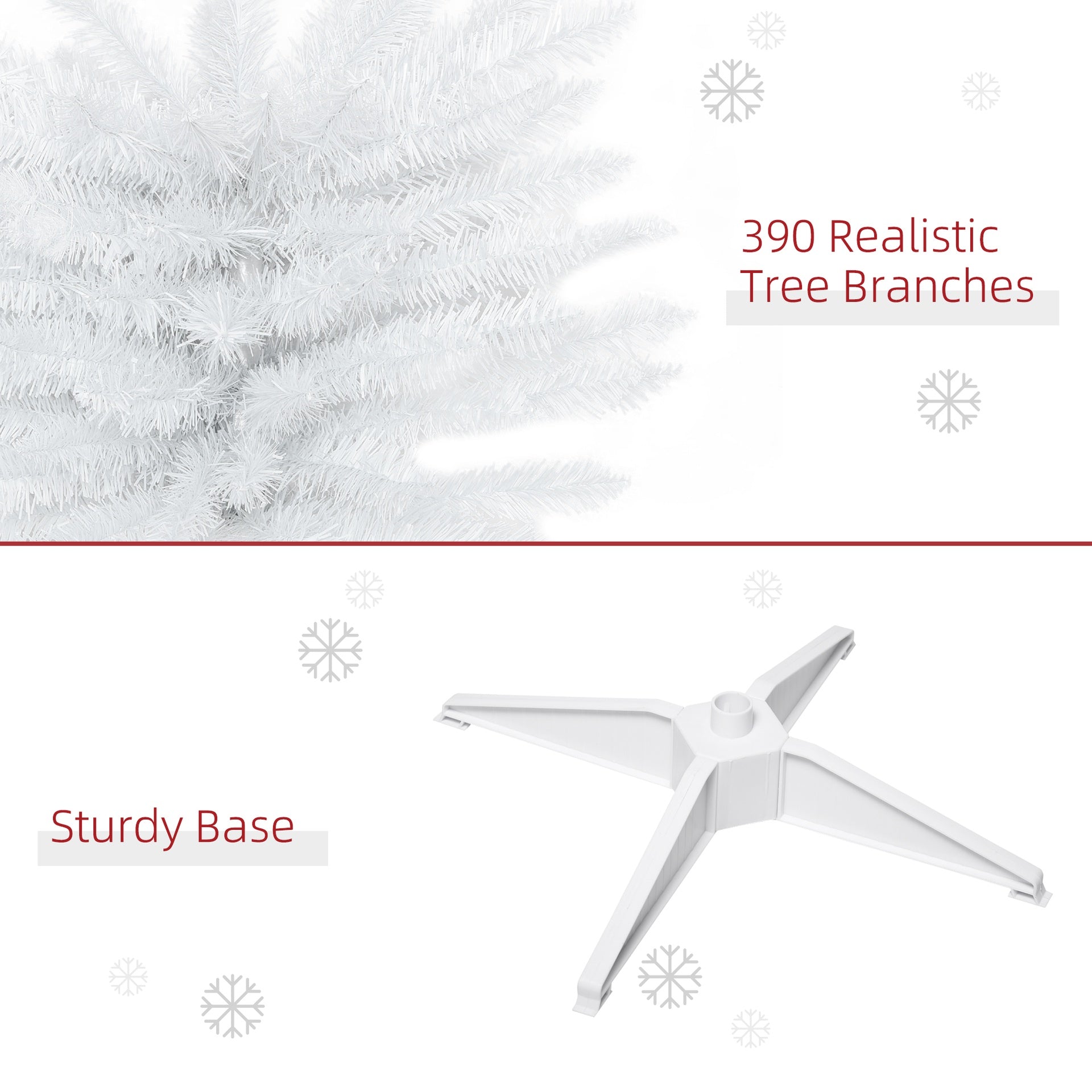 HOMCOM 6' Artificial Pencil Christmas Tree, Slim Xmas Tree with 390 Realistic Branch Tips and Plastic Stand, White
