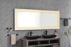 96 x 36 Inch LED Bathroom Mirror with Front and Backlight, Wall Mounted Vanity Mirror, Anti-Fog, Memory, 3 Colors, Stepless Dimmable