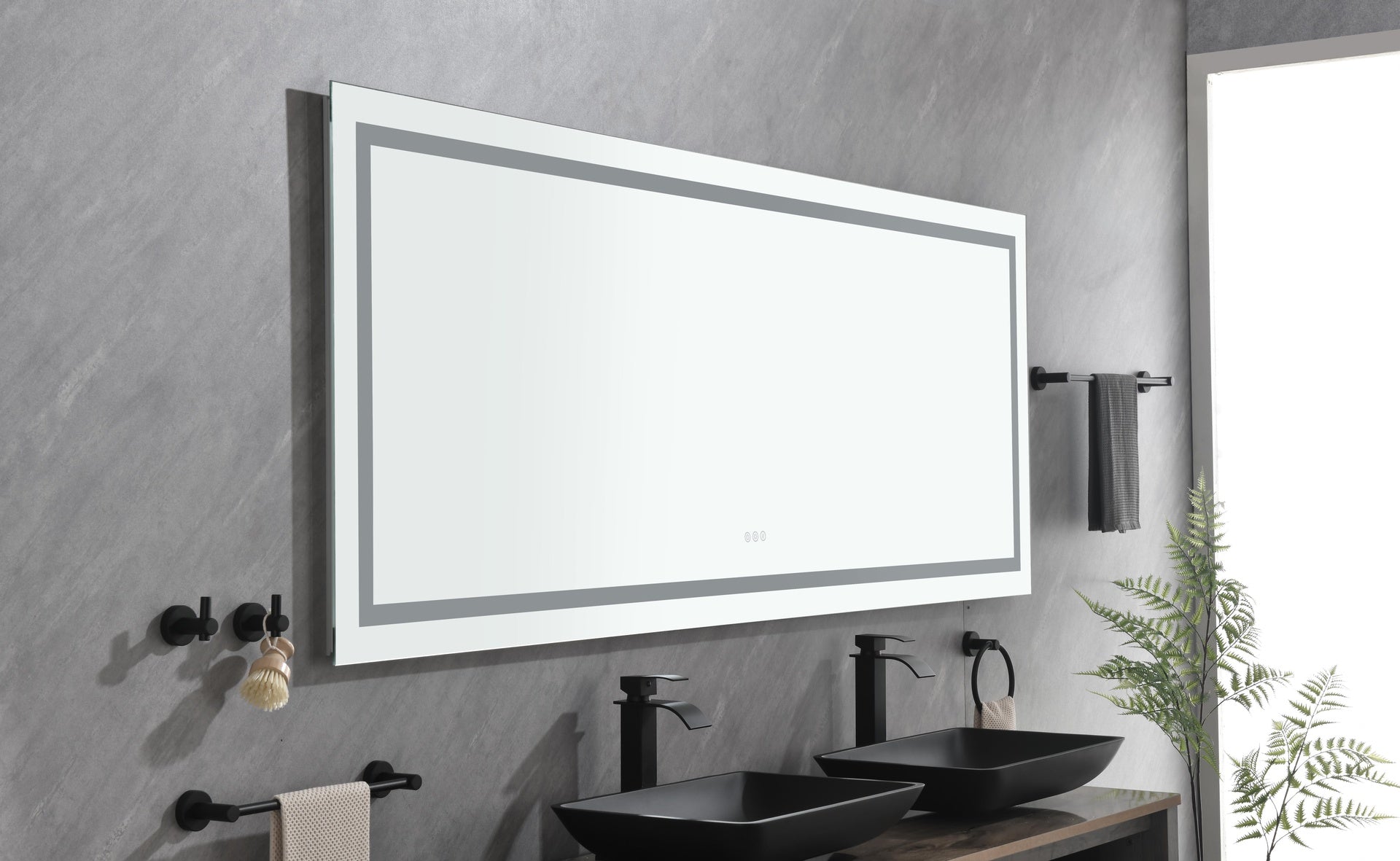 96 x 36 Inch LED Bathroom Mirror with Front and Backlight, Wall Mounted Vanity Mirror, Anti-Fog, Memory, 3 Colors, Stepless Dimmable