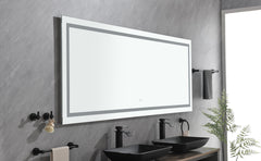 96 x 36 Inch LED Bathroom Mirror with Front and Backlight, Wall Mounted Vanity Mirror, Anti-Fog, Memory, 3 Colors, Stepless Dimmable