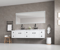 96 x 36 Inch LED Bathroom Mirror with Front and Backlight, Wall Mounted Vanity Mirror, Anti-Fog, Memory, 3 Colors, Stepless Dimmable