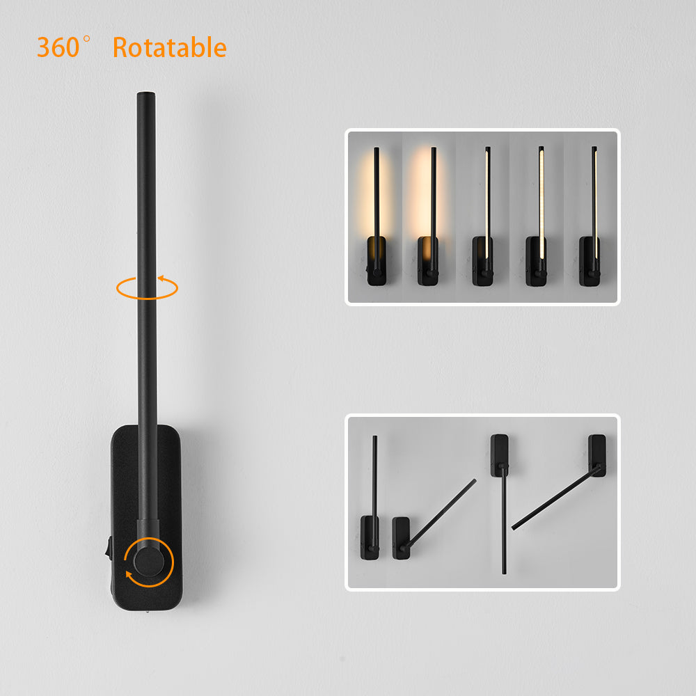 Rechargeable Wall Lights with Remote Control - LED Picture Lights for Bedroom - Wireless Magnetic Clip- On Art Light Fixtures - 3CCT-Dimmable in Black