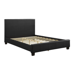 Contemporary Design Full Platform Bed 1pc Black Faux Leather Upholstery Bedroom Furniture