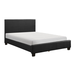 Contemporary Design Full Platform Bed 1pc Black Faux Leather Upholstery Bedroom Furniture