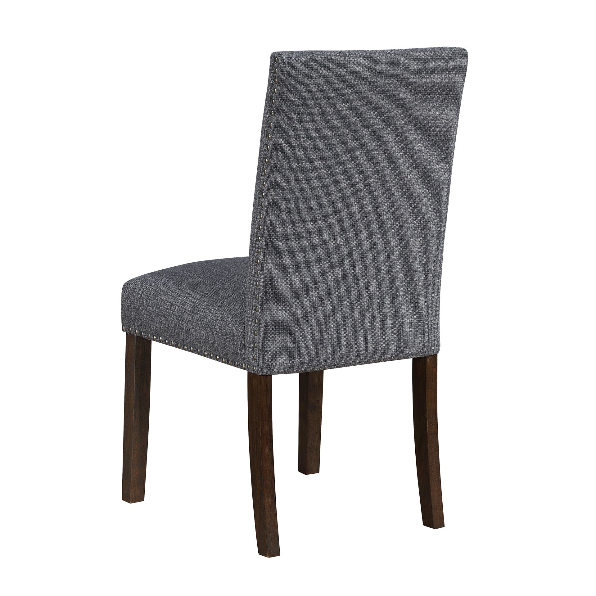 Gray Brown Dining Chairs Set of 2, Gray Upholstered Comfort Seat Back Nailhead Trim Wooden Dining Furniture
