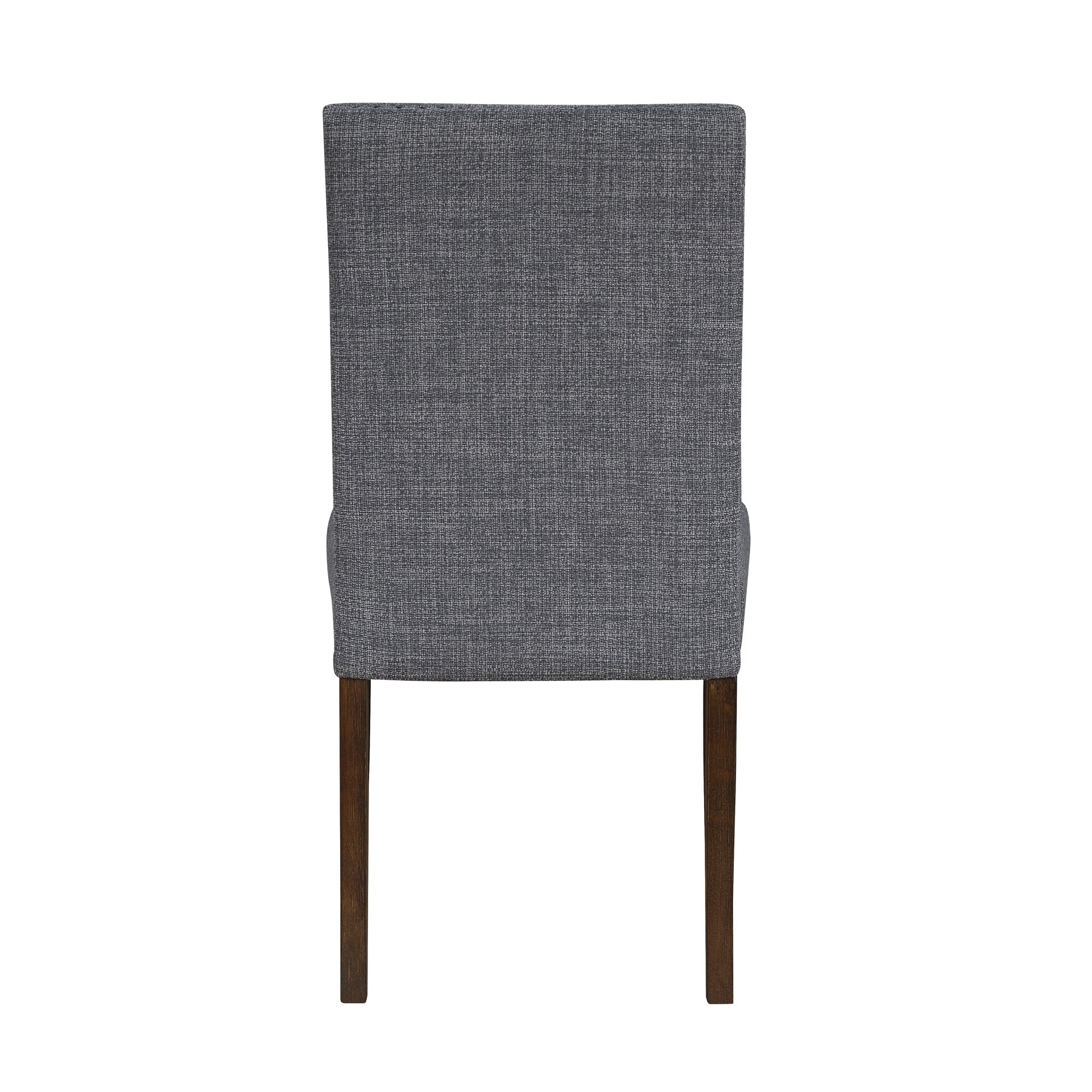 Gray Brown Dining Chairs Set of 2, Gray Upholstered Comfort Seat Back Nailhead Trim Wooden Dining Furniture