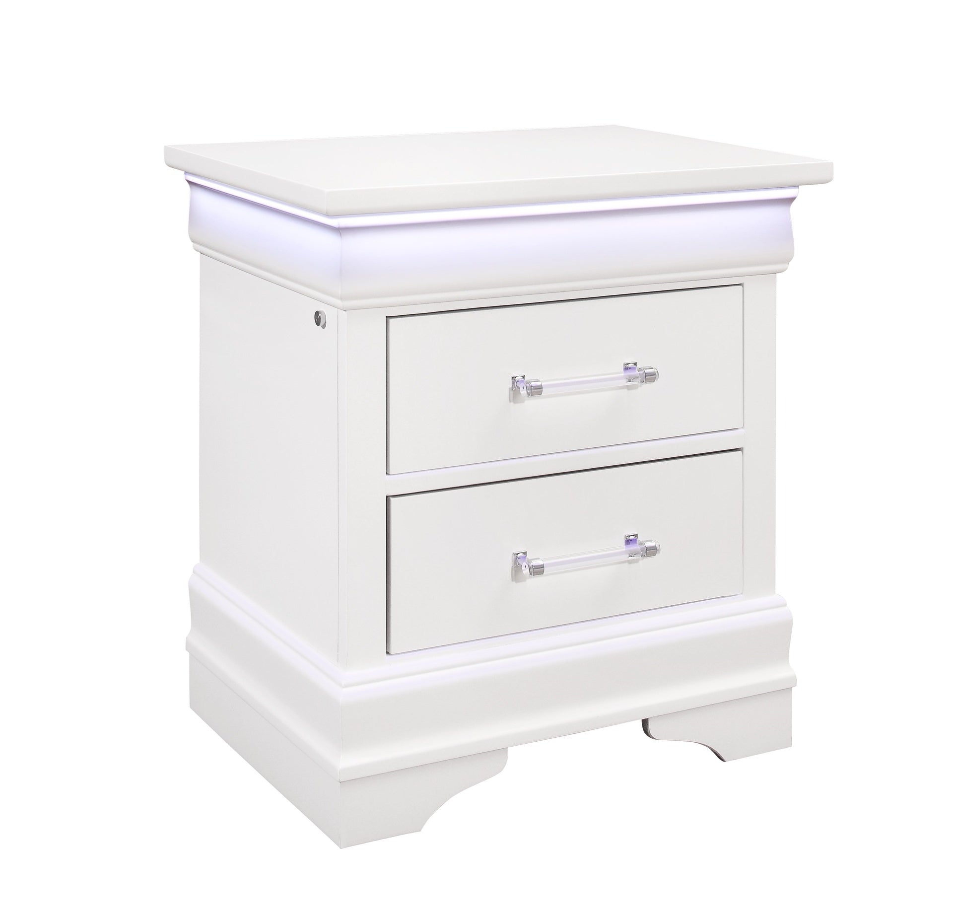 CHARLSTON WHITE NIGHTSTAND WITH LED