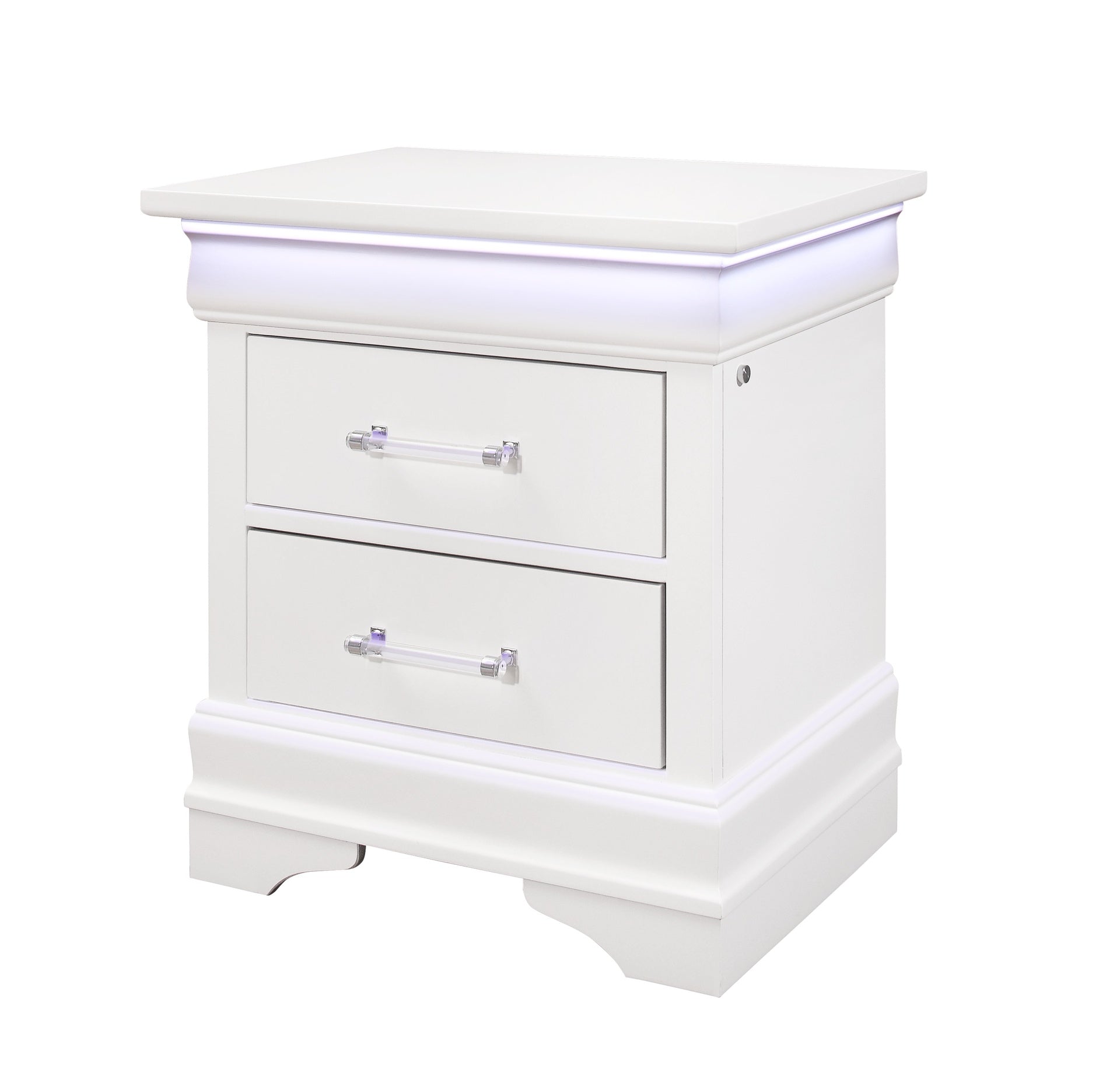 CHARLSTON WHITE NIGHTSTAND WITH LED