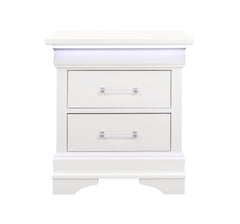 CHARLSTON WHITE NIGHTSTAND WITH LED