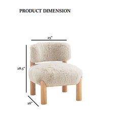 Contemporary Style Accent Chair Curved Backrest Wooden Legs Fur Fabric Taupe Finish Primary Living Room