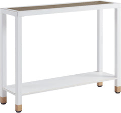 Glass Entryway Table, 2-Tier Entry Way Console Entrance Table, 41"L Narrow Sofa Table with Shelves, Ideal for Hallway, Entryway, Living Room, Foyer, Corridor, and Office (Gold & White)