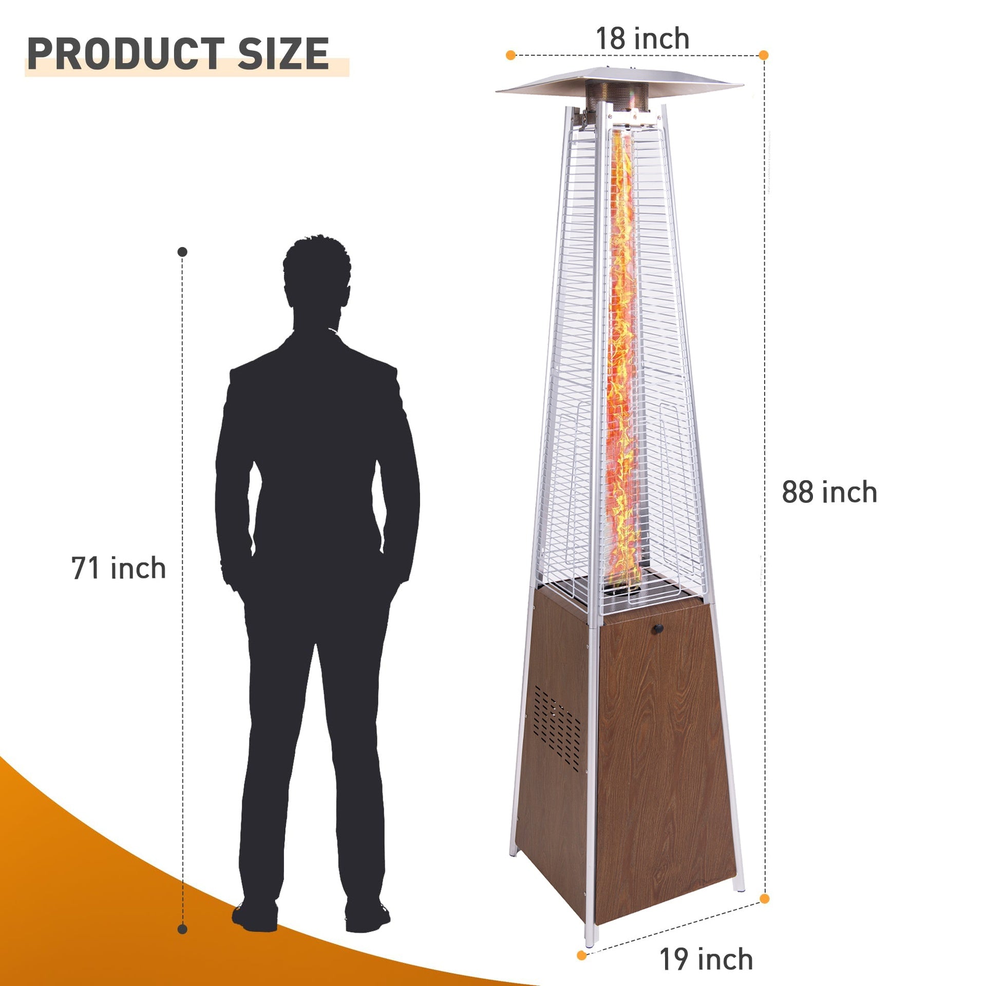 Patio Heater 48,000 BTU Outdoor Heaters for Patio Propane with Detachable Wheels, Protective Cover, Outdoor Terrace Garden Poolsid Commercial Residential(BN)