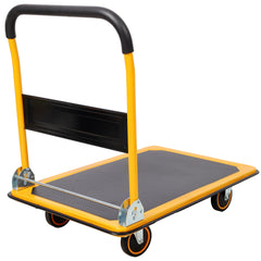 Foldable Platform Truck Push Dolly 660 lb. Weight Capacity Black and Yellow