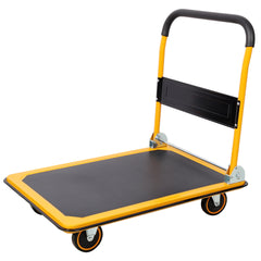 Foldable Platform Truck Push Dolly 660 lb. Weight Capacity Black and Yellow