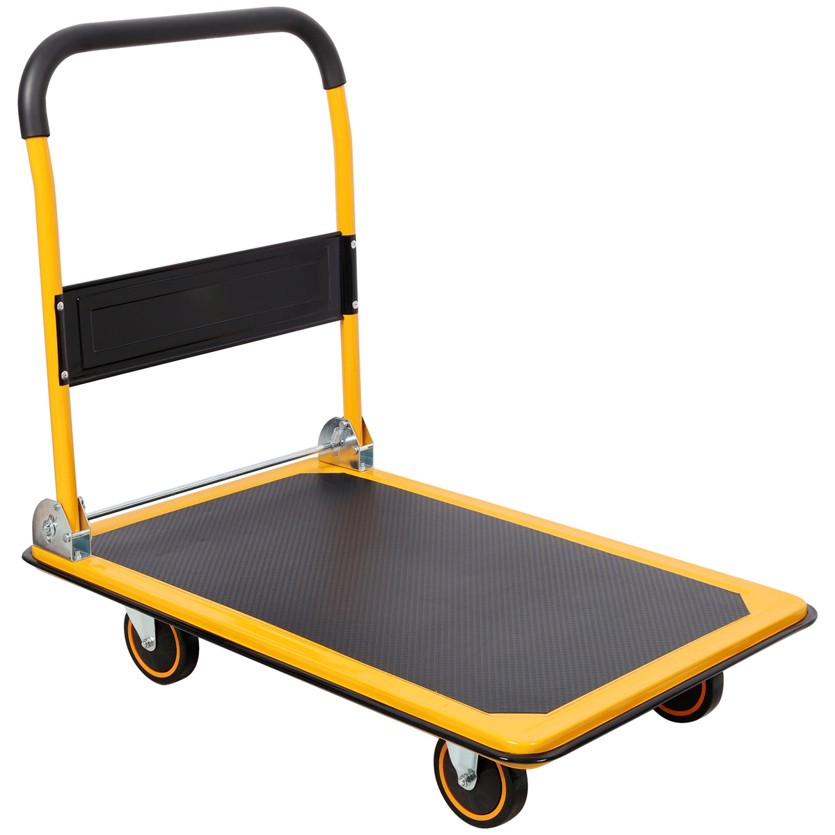 Foldable Platform Truck Push Dolly 660 lb. Weight Capacity Black and Yellow