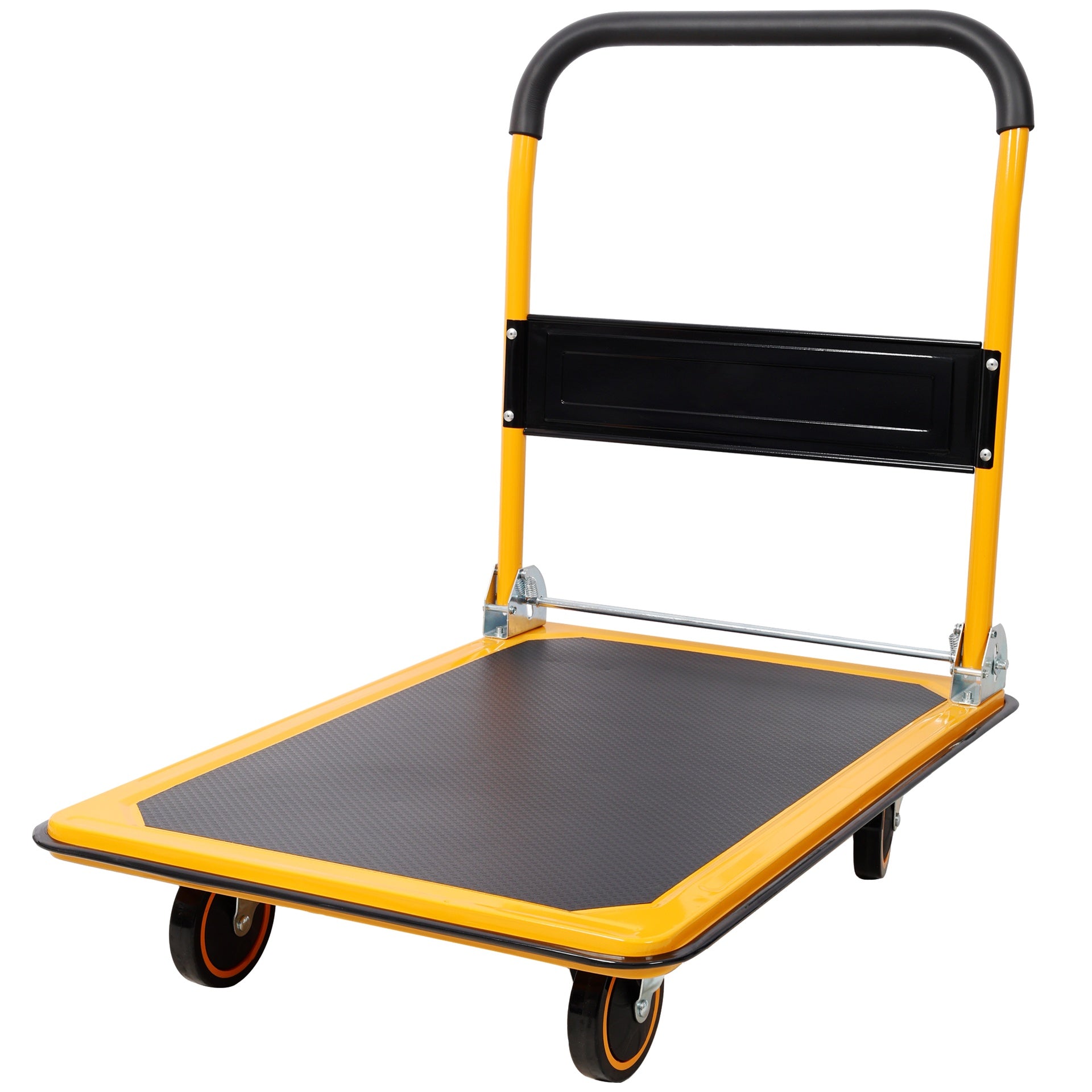 Foldable Platform Truck Push Dolly 660 lb. Weight Capacity Black and Yellow