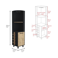 Corner Bar Cabinet Cleveland, Living Room, Black / Pine