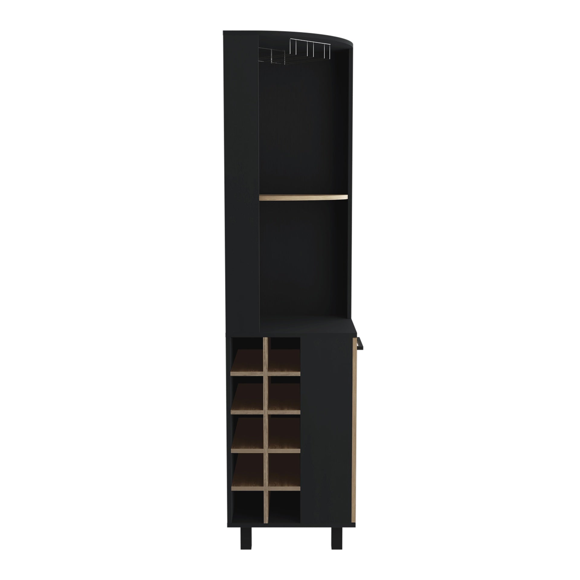 Corner Bar Cabinet Cleveland, Living Room, Black / Pine